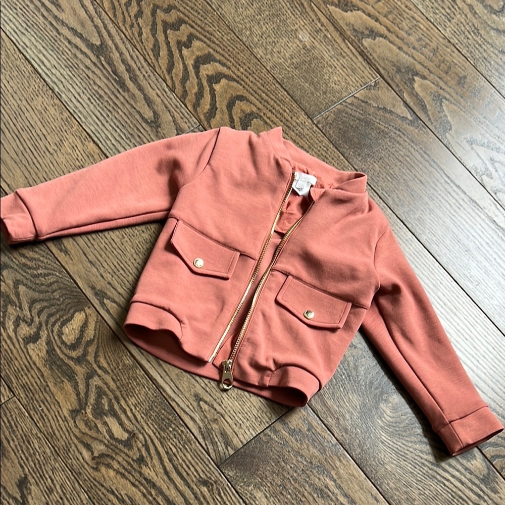 Chloe sequin logo Soft Pink Jacket with Zipper and Ribbed Cuffs 18 months baby